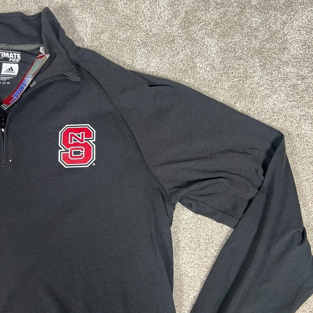 Adidas Mens Large Black/Red 1/4 Zip Pullover NC State Ultimate T-Shirt NWT‎ - Picture 5 of 8